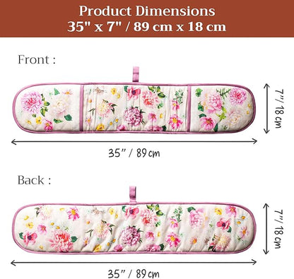 Maison d' Hermine Pivoine 100% Cotton Easter Double Oven Glove with Loop Heat Resistant for BBQ | Cooking | Baking | Grilling | Microwave | Barbecue | Spring/Summer (7.5 Inch by 35 Inch)