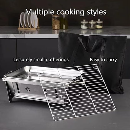 Charcoal Grill Portable Barbecue Grill Stainless Steel Foldable Barbecue Grill Camping Barbecue Grill Tabletop Barbecue Grill For Family Outdoor Barbecue, Cooking, Camping Picnic Travel Patio Wh