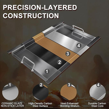 Full-Size Griddle Insert for Weber Genesis 300 Grill Parts Genesis S-310 S-320 S-330 E-310 E-320 E-330 CEP-310 EP-310 EP-320 EP-330 Accessories, Carbon Steel Flat Top Griddle Insert for 7524 Grate