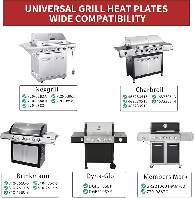 Adjustable Heat Plate Shield, Universal Heat Burner Tents, Heavy Duty Flame Tamer for Charbroil and Other Gas Grill Models, BBQ Replacement Parts, Extends from 11.75" up to 21" L (4 Pack)