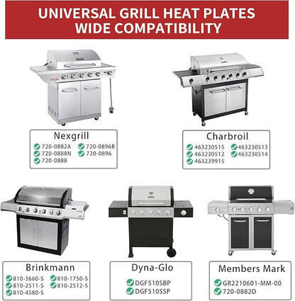 Adjustable Heat Plate Shield, Universal Heat Burner Tents, Heavy Duty Flame Tamer for Charbroil and Other Gas Grill Models, BBQ Replacement Parts, Extends from 11.75" up to 21" L (4 Pack)