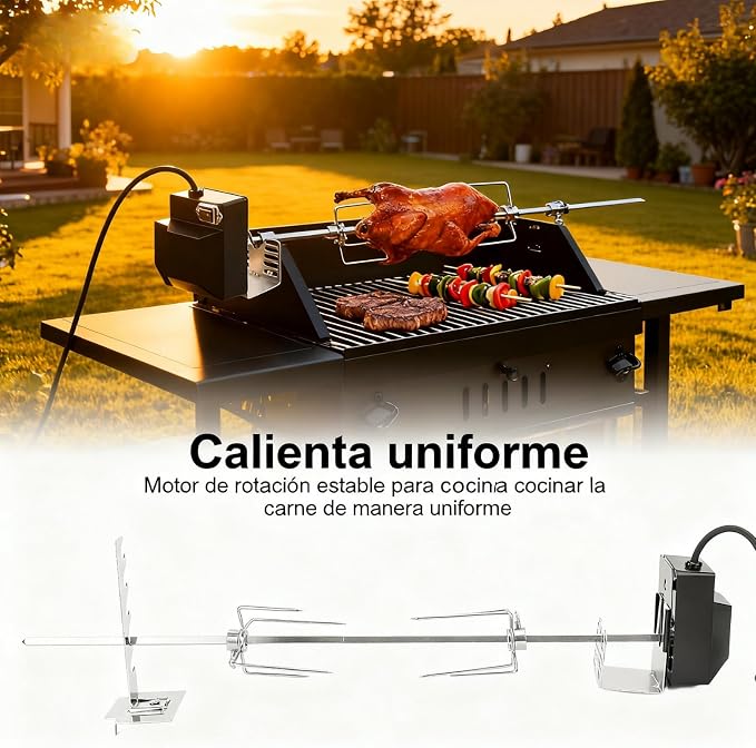 Rotisserie Grill Kit, Rostizador Para Asador Heavy Duty 304 Stainless Steel 15Kg 2.5Rpm Automatic Rotating Bbq, Rostizador Para Asador Ber For Backyard Camping Suckling Pig Chicken Sheep (Us Plug