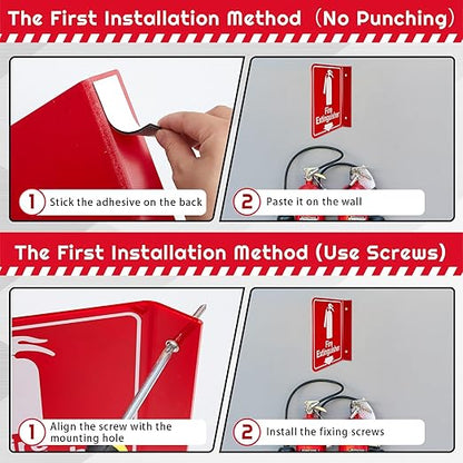 Barydat 24 Pcs Fire Extinguisher Signs 6.3" x 6.3" Fire Extinguisher with Pre Drilled Mounting Hole and Down Arrow Industrial Warning Signs Include Screws and Adhesive Tapes for Home Office Business