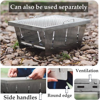 Naturehike Stainless Steel Camping Portable Grill, Folding Portable BBQ Charcoal Grill-Available with IGT Table, Compact Smoker, for Backyard Party,Picnic,Outdoor Cooking