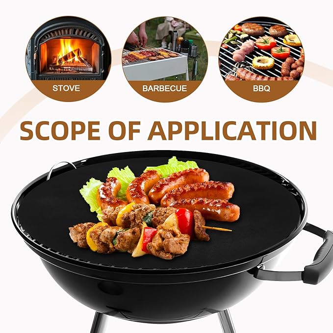 Hemoton 2-Pack Round Silicone Bbq Grill Mats 15.74In Nonstick Reusable Cooking Pads for Outdoor Gas Charcoal Electric Grills Heat Resistant Grill Mat