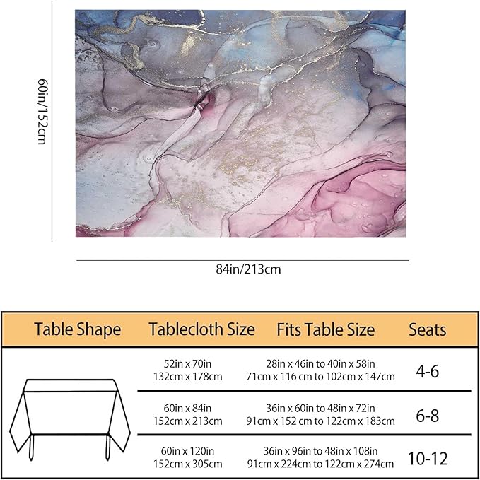 TKS MITLAN Marble Pattern Tablecloth Decor Modern Mix Fluid Art Table Cloth Dining Room Kitchen Table Cover 60" X 84" Oblong/Rectangle