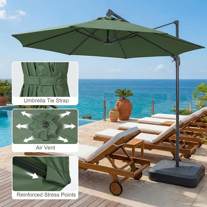 COWVIE Umbrella Canopy Replacement for 8 Ribs Patio Umbrella, Outdoor Table Parasol Replacement for Yard, Canopy Only