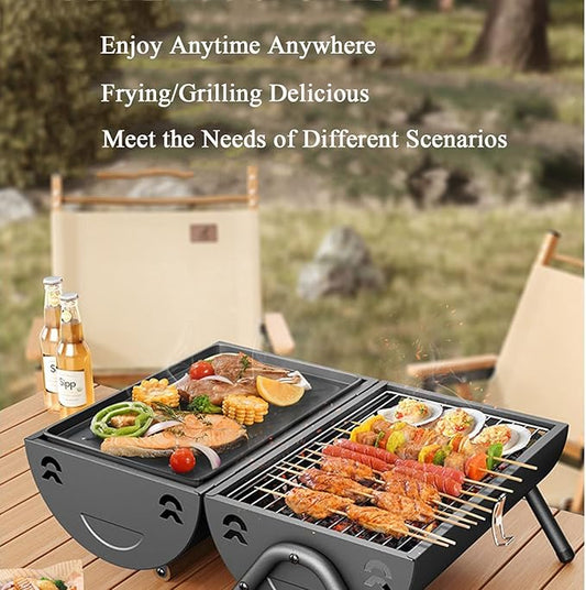 Small Folding Charcoal Grill, Portable Grill 38 * 38 * 25 cm, Table Grill Camping Grill, Suitable for Outdoor Cooking, Camping and Picnic Garden Trips for 2-4 People