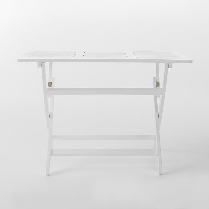 Christopher Knight Home Positano Outdoor Acacia Wood Foldable Dining Table, Pu/ White