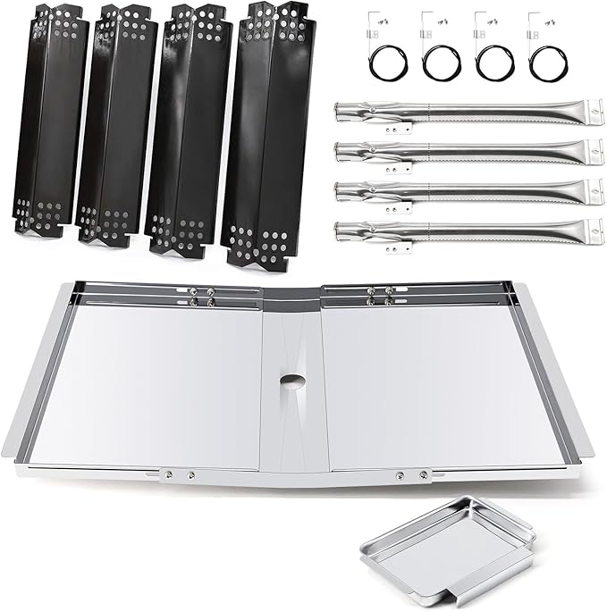 Grill Replacement Parts for Nexgrill 720-0830H 720-0783E 720-0783EH, Grease Tray Drip Tray & Grill Heat Plates & Burner Tubes and Igniters for Home Depot Nexgrill 4 Burner 720-0830H