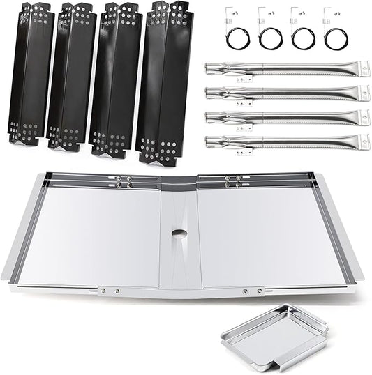 Grill Replacement Parts for Nexgrill 720-0830H 720-0783E 720-0783EH, Grease Tray Drip Tray & Grill Heat Plates & Burner Tubes and Igniters for Home Depot Nexgrill 4 Burner 720-0830H