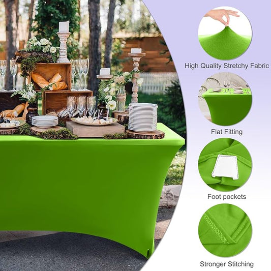 ABCCANOPY 6FT Spandex Table Cover, Stretch Fitted Tablecloth, Light Green | Rectangular Tight, Fitted, Washable and Wrinkle Resistant Table Protector for Wedding, Banquet,Birthday, Party, Event