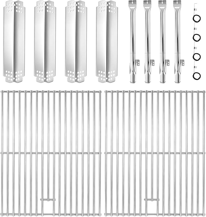720-0830H Stainless Steel Grill Parts Kit for Nexgrill 4 & 5 Grates Burner | Replacement for 720-0830D 720-0783E 720-0888N 720-0888 720-0958A, Grill Grates Burners Heat Plates Igniters, Kenmore Uniflame