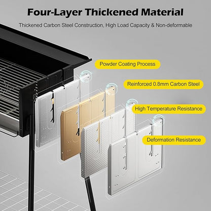 Ergocar Charcoal Barbecue Grill - Foldable No Assembly Required Thickened Stainless Steel Windproof Three-Level Temperature Control, Built-In Seasoning Tray, Suitable For Five Or More Persons