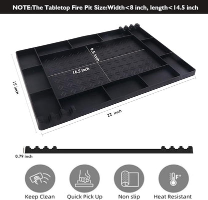 Silicone Mat for Solo Stove Mesa XL&Tabletop Fire Pit,Heat-Resistant Grill Mat, 22"x15",Up to 500°F, Fire Pit Table Protector for Smores,Patio,Cooking,BBQ & Deck-Black