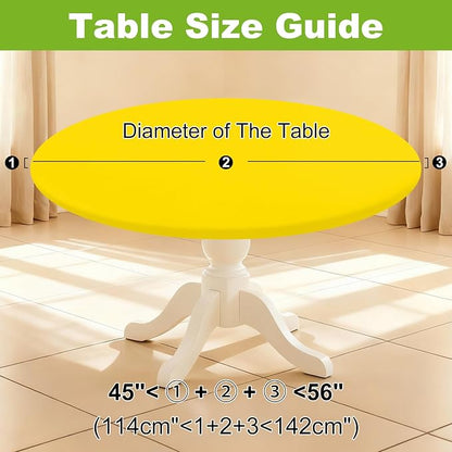 Smiry Round Spandex Tablecloth, Waterpoof Stretch Picnic Table Cover for 45"-56" Tables, Elastic Fitted Washable Tablecloths Dining, Indoor and Outdoor, Yellow