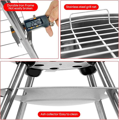 Charcoal Grills - 18 inch Portable Grills, insulated lid bbq grills, camping, picnics and backyards,red