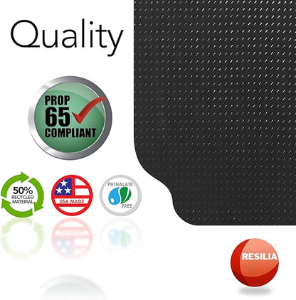 RESILIA Large Under Grill Mat – Heavy Duty, Reusable Outdoor Floor Protector Mats for Deck, Patio, & Garage – 72 Inch x 48 Inch with 12 Inch Splatter Protection Lip, Black Diamond Plate, Made in USA