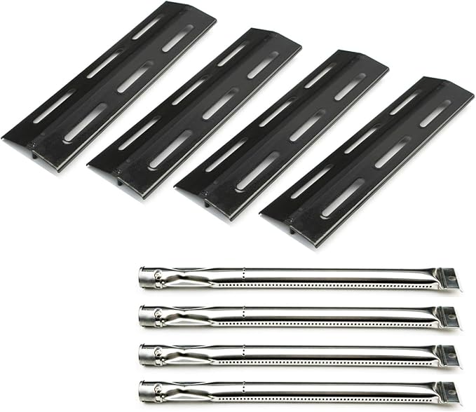 Parts Kit DG112 Burners, Heat Plates Replacement for Kenmore P01708034E, P02008010A, P02008029A gas grills, 4 Pack