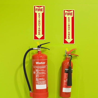 GicnKeuz Fire Extinguisher Sign,12×4 Inches Glow-In-The-Dark Aluminum Fire Extinguisher Signs with a Phosphorescent Film Layer,2 Pre-drilled holes,Easy to Install,Indoors and Outdoors Use (12-pack)