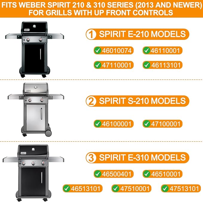 7642 Igniter Kit Replacement for Weber Ignition 69850 Weber Spirit Parts for Weber Spirit 210 & 310 SER, Spirit E210, E215, E310, E315, S210, S315 w/ Up Front Control Panels SP310, SX315 SMART Grills