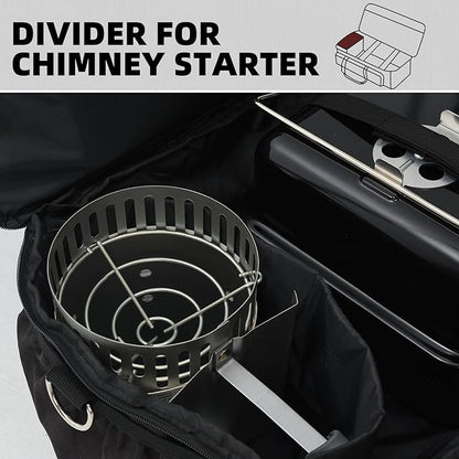 Padded Carry Bag for Weber 121020 Go-Anywhere Charcoal Grill with Special Divider for Chimney Starter, Water-resistant Portable Carrying Case, Camping Griddle Accessories, Black (Bag Only)