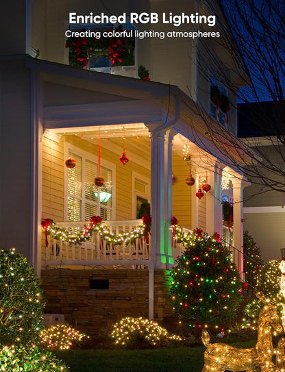 Smart Outdoor String Lights 76FT with 200 LEDs, IP65 Waterproof Patio Lights, 110+ Scene Modes Christmas Lights for Porch Garden Yard Party Holiday Everyday Decor, Works with Alexa, Google Assistant