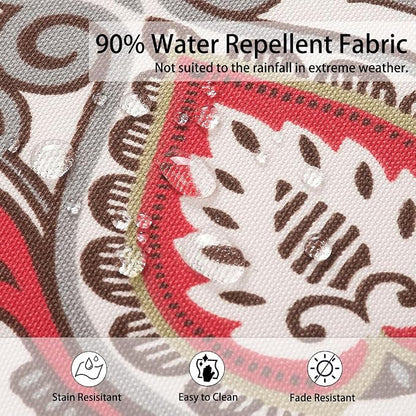 Magpie Fabrics Indoor Outdoor Cushion Cover Replacement 2 Pack, NO Insert! Water Repellent Slipcover with Ties Decor for Patio Garden Chair Seat Sofa Bench Wicker(Floral Red Orange, 20x18x4 Inch)