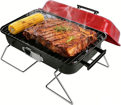 Portable Barbecue Charcoal Grill Small Tabletop BBQ Grill Folding Grill Outdoor Barbecue Smoker with Lid Easy Clean for Garden Picnics Backyard Camping