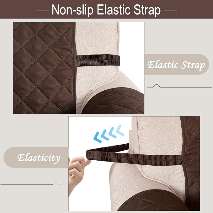 Reversible Recliner Chair Covers, 23" Chair, Chocolate/Taupe | Chair Covers for Living Room with Elastic Straps, Water Repellent, Chair Protectors Covers for Dogs