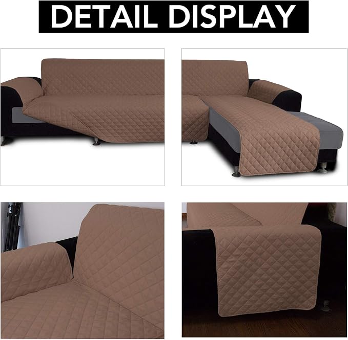 Easy-Going Reversible L-Shape Sectional Couch Cover, X-Large, Brown/Brown | Soft Sofa Slipcover For Dogs, Fits Left/Right Chaise Lounge Protector, Water Resistant Mat For Living Room