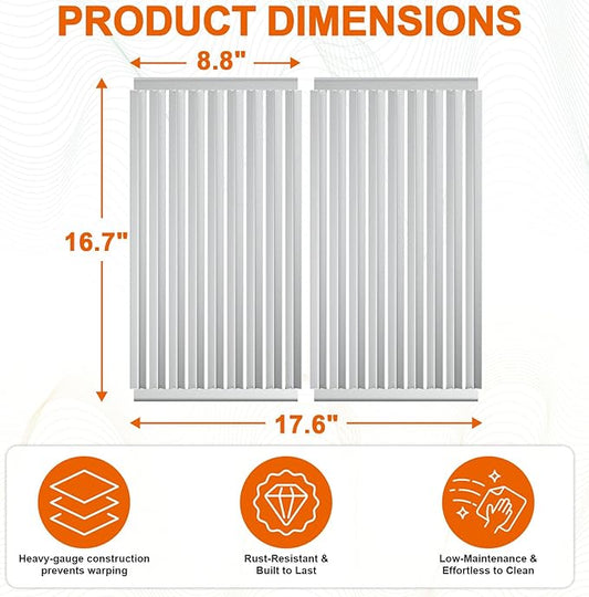 Grill Grates for Solaire 21GXL Grills Stainless Steel Grill Replacement Parts for SOL-IRBQ-21GXL-NG Replacement Grates for SOL-2016R, 8.8 x 16.7 Inch