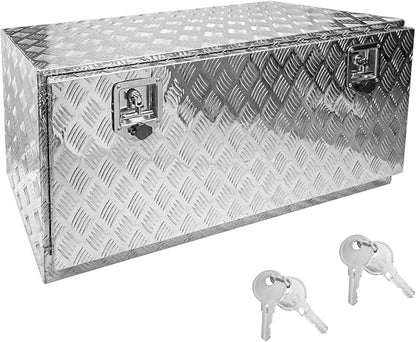 36" x 18" x 18" Truck Tool Box Pickup Truck Bed Toolbox Heavy Duty | Aluminum Underbody Truck Box Fit For RV Trailers Storage Organizer with Lock & Keys Silver