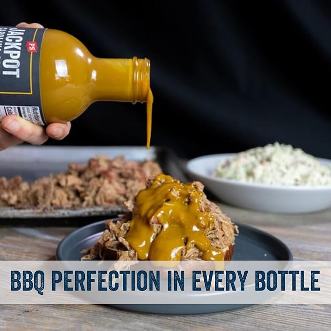 PS Seasoning Jackpot Carolina Gold Honey Mustard BBQ Sauce - Tangy and Sweet Marinade, Glaze, Baste, and Dip - All-Purpose Sauce Great for Pulled Pork, Ribs, BBQ Chicken, Wings, Pork Chops, and more