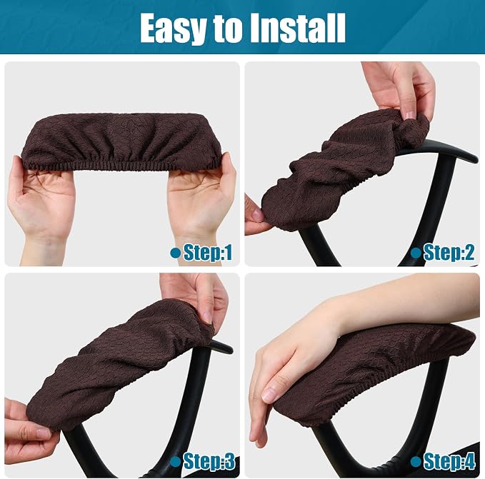Smiry Office Computer Chair Armrest Covers, 2PCs Anti-dust Arm Rest Pad | Removable Washable Desk Chair Arm Pad Covers, Chocolate