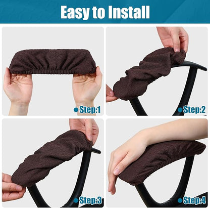 Smiry Office Computer Chair Armrest Covers, 2PCs Anti-dust Arm Rest Pad | Removable Washable Desk Chair Arm Pad Covers, Chocolate