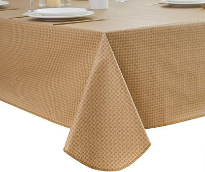 LIBERECOO Heavy Duty Vinyl Tablecloth with Flannel Backing Waterproof Oil-Proof Plastic Table Cloth Stain-Resistant Wipeable Rectangle or Square Table Cover for Indoor and Outdoor 60 x 84 Inch