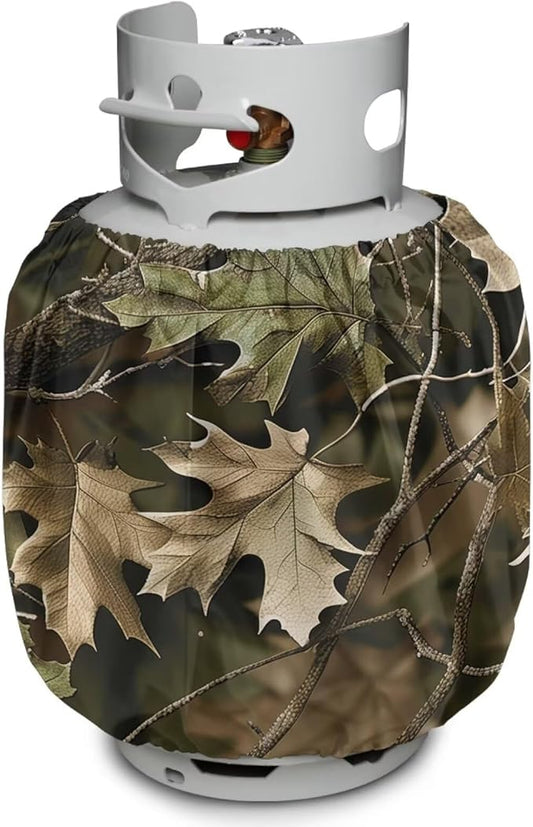 Propane Tank Cover 20lb Outdoor Heavy Duty Waterproof Windproof Gas Tank Cylinder Cover with Elastic Brand, Dress up Your Gas Grill, Fits Standard 20lb Cylinder, Camo
