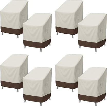 Amazon Basics Outdoor Patio Chair Covers, Waterproof, Anti-UV, Weather Resistant, Durable, Beige/Tan, Set of 2 (Pack of 4)