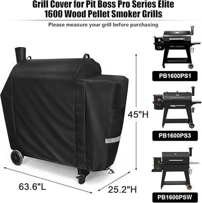 QuliMetal Grill Cover for Pit Boss Competition Series 1600, Pro Series 1600 Elite Wood Pellet Grill, PB1600CS, PB1600PS2, PB1600PSE, 600D Heavy Duty Waterproof Fade Resistant Pit Boss 1600 Grill Cover