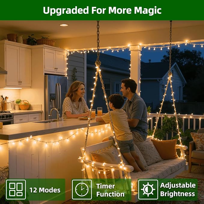 750 LED Chrstmas Lights, 240ft Outdoor Christmas String Lights with 12 Modes, Warm White LED String Lights with Timer Dimmable Waterproof for Tree Fence Garden Xmas Wedding Party Decor WarmWhite