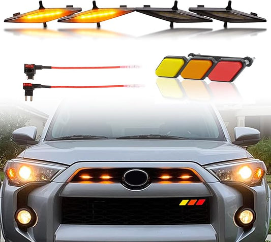 Amber Led Grill raptor Lights for 2014-19 Toyota 4runner emblems | Trd Pro SR5 Off-Road Limited Grille Grills Light, Raptor Lights for 4Runner TRD Pro 2020 2021 2022 2023 2024