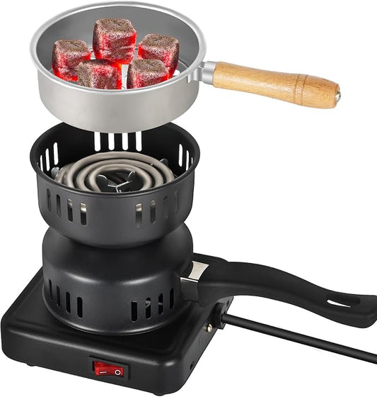 Electric Charcoal Burner 500W Electric Stove Starter for Hookah | For Hookah，100CM Power Cable，black，All copper wire
