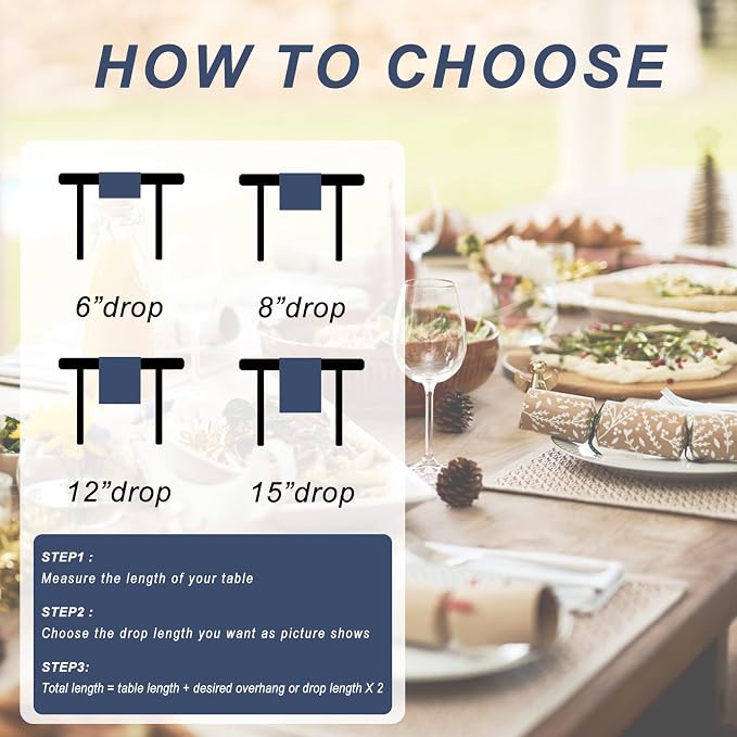 Hiasan Buffalo Plaid Table Runner, Classic Farmhouse Tabletop Collection, Waterproof Table Runner for Kitchen Dining, Banquet, Restaurant, Outdoor Use, 14W x 108L, Navy Blue and White, 1 Piece