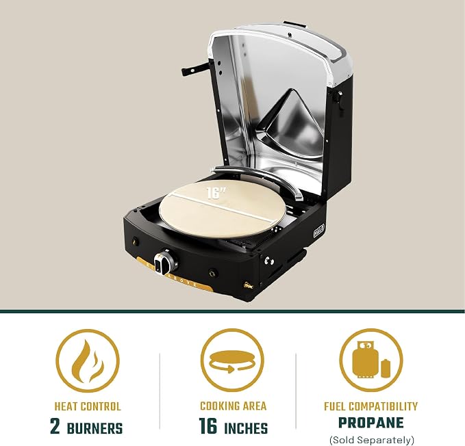 Halo Versa 16 Propane Gas Outdoor Pizza Oven with Rotating Cooking Stone | Portable Appliance for all Outdoor Kitchens | Oven Cover Included