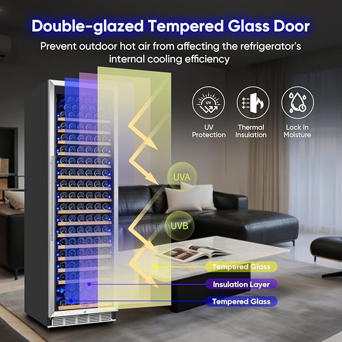 Large Wine Cooler Refrigerator 24 Inch, Upgraded 200 Bottle Wine Fridge with Professional Temperature Control, Built-in or Freestanding Tall Wine Cellar, Low Noise and Sliding Rail Shelves