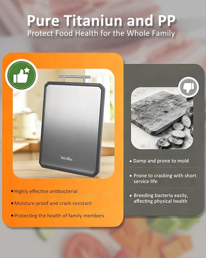 Titanium Cutting Boards for Kitchen Double Sided Food Grade Non Toxic Chopping Board with Wheat Straw PP Non Slip and Dishwasher Safe for Meat Vegetables Fruits Large 16.3"×11"