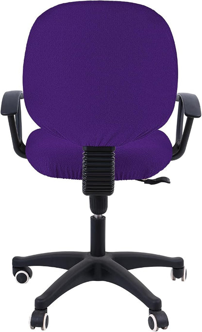 Smiry Office Computer Chair Covers for Desk Rotating Chair Protector | Stretch Jacquard Removable Washable Universal Slipcovers, Seat + Backrest Cover, Violet