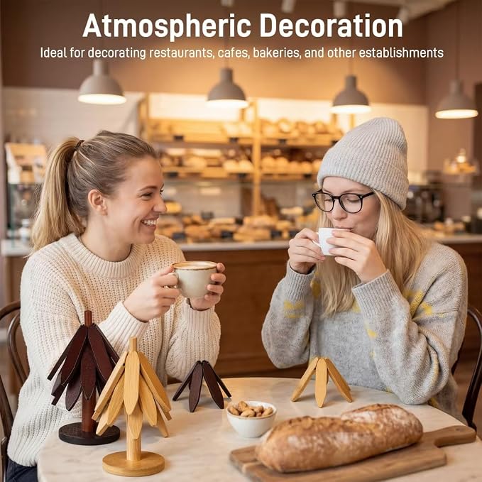 DecBeLiv Foldable Tree Trivet Wooden Hot Plate Holder, Bamboo Trivet for Hot Dishes, Heat-Resistant Pot Holder Tree for BBQ, Picnic, Outdoor Dining & Kitchen Decor(Walnut-3)
