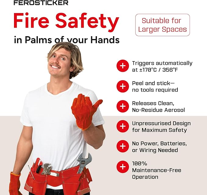 Small Automatic Fire Extinguisher - Compact, Non-Toxic & Maintenance-Free Fire Protection for Ships, Large Electric Panels, Tractors, Harvesters, Industrial Machinery (2 Pack)